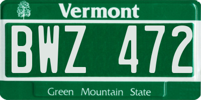 VT license plate BWZ472