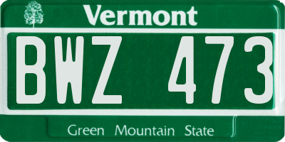VT license plate BWZ473