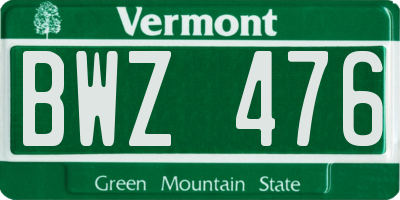 VT license plate BWZ476