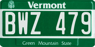 VT license plate BWZ479