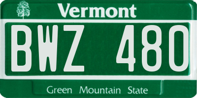 VT license plate BWZ480
