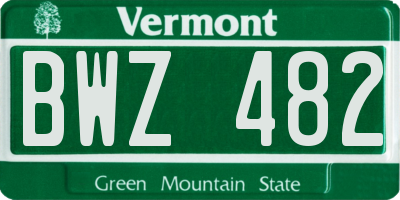 VT license plate BWZ482