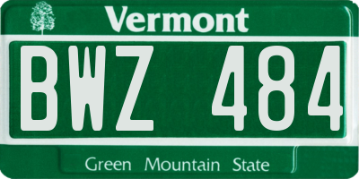 VT license plate BWZ484