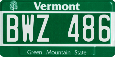 VT license plate BWZ486