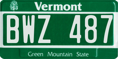 VT license plate BWZ487