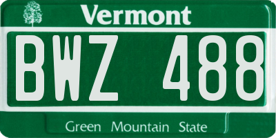 VT license plate BWZ488