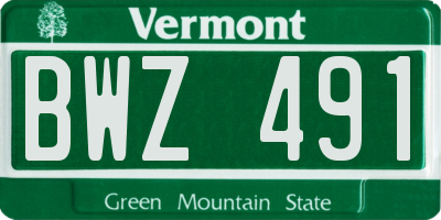 VT license plate BWZ491