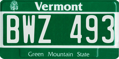 VT license plate BWZ493