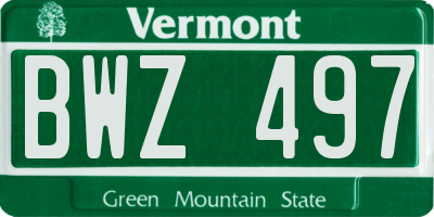 VT license plate BWZ497