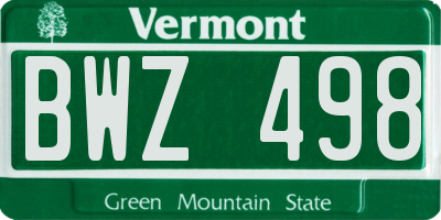 VT license plate BWZ498