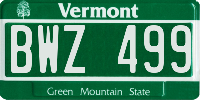 VT license plate BWZ499