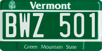 VT license plate BWZ501