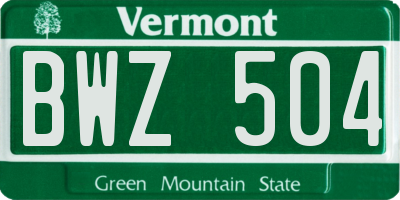 VT license plate BWZ504