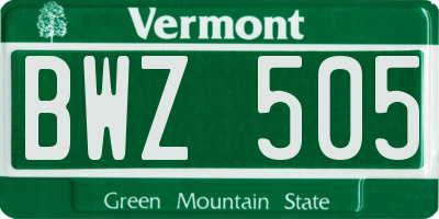 VT license plate BWZ505