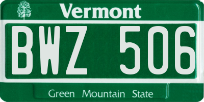VT license plate BWZ506