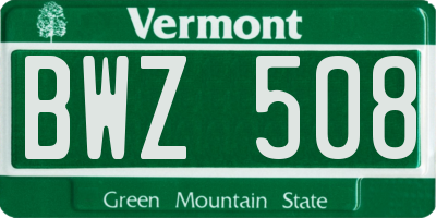 VT license plate BWZ508