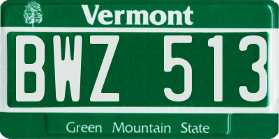 VT license plate BWZ513