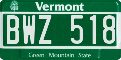 VT license plate BWZ518