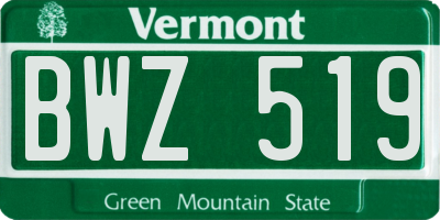 VT license plate BWZ519