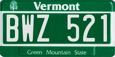 VT license plate BWZ521