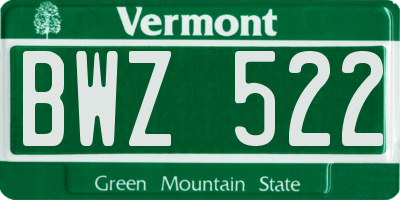 VT license plate BWZ522