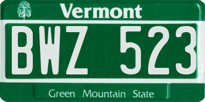 VT license plate BWZ523