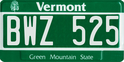 VT license plate BWZ525