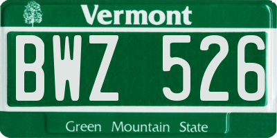 VT license plate BWZ526