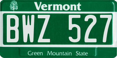 VT license plate BWZ527