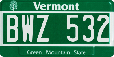 VT license plate BWZ532