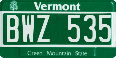 VT license plate BWZ535