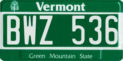 VT license plate BWZ536