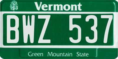 VT license plate BWZ537
