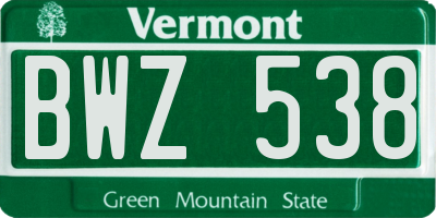 VT license plate BWZ538