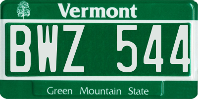VT license plate BWZ544