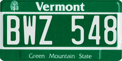 VT license plate BWZ548