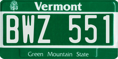 VT license plate BWZ551