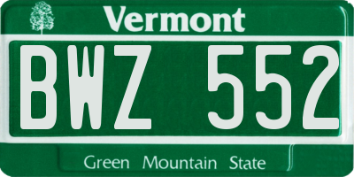 VT license plate BWZ552