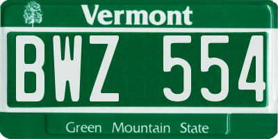 VT license plate BWZ554