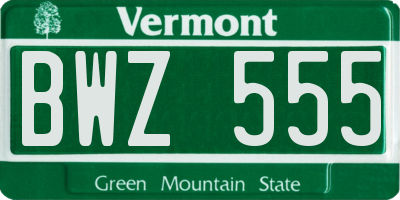 VT license plate BWZ555