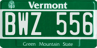 VT license plate BWZ556