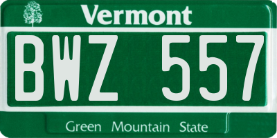 VT license plate BWZ557