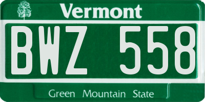 VT license plate BWZ558