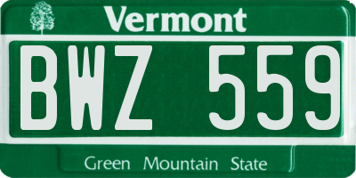VT license plate BWZ559