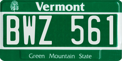 VT license plate BWZ561