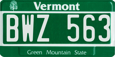 VT license plate BWZ563