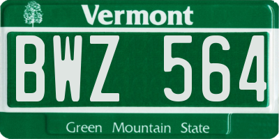 VT license plate BWZ564
