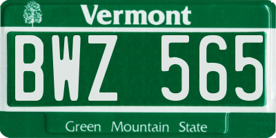 VT license plate BWZ565