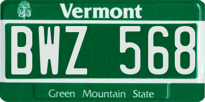 VT license plate BWZ568