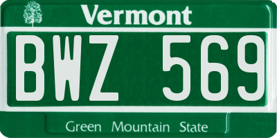 VT license plate BWZ569